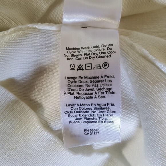DKNY Ribbed Bell Sleeve Weater Top S White New - Picture 10 of 10